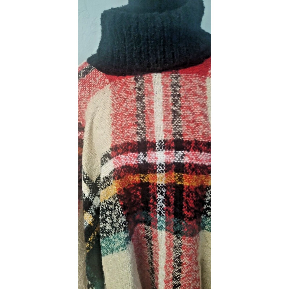 NEW Ana & Rose Red &Black‎ Poncho One Size Turtleneck - Picture 4 of 8